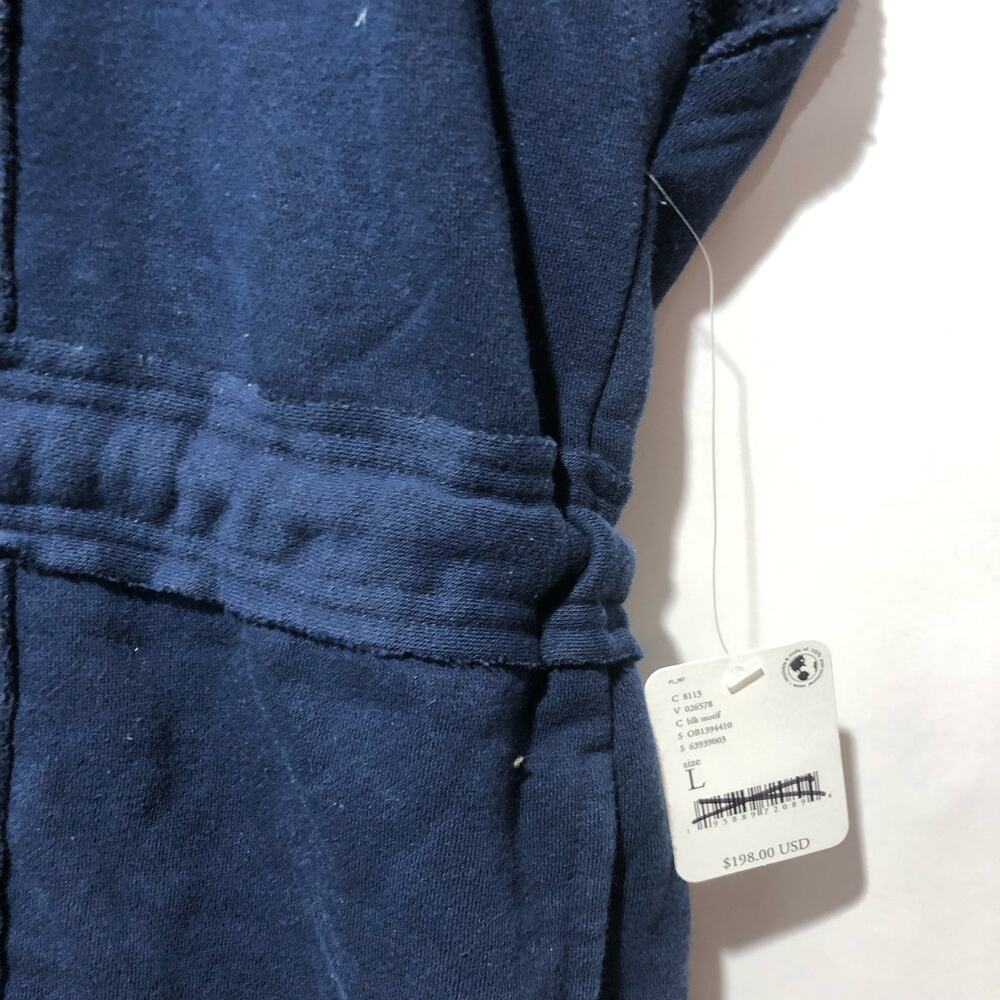 NWT We The Free People Soft Maxi Blue Vest Hood Zip Tie Hoodie Sweatshirt Sz L - Picture 6 of 10